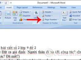 Cách đánh số trang trong word 2007