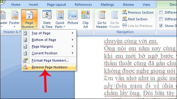 cách đánh số trang trong word 2007