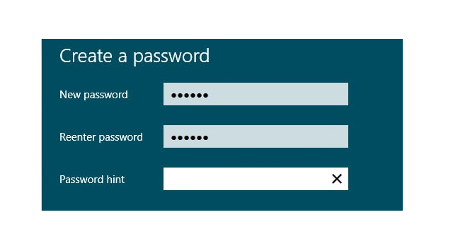 Password hint Windows 8