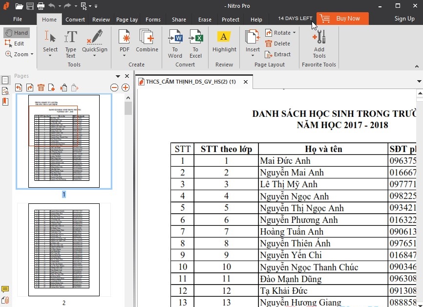 Chuyển file pdf sang excel 1