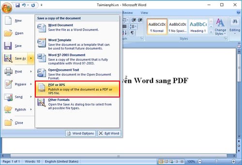 chuyển file Word sang PDF 1