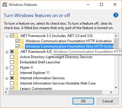 Kích hoạt Net Framework trên Windows 10