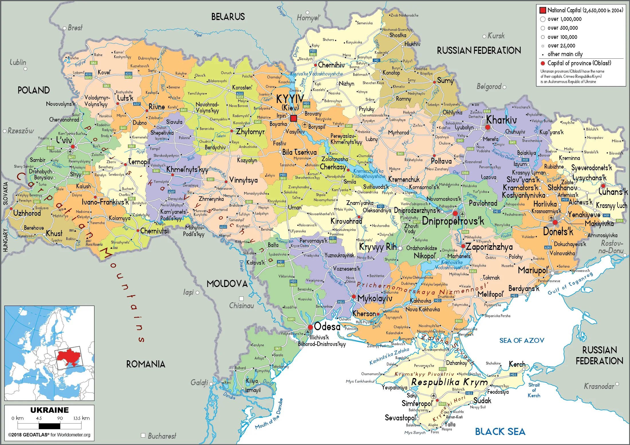Bản đồ chính trị Ukraine (Political map of Ukraine)