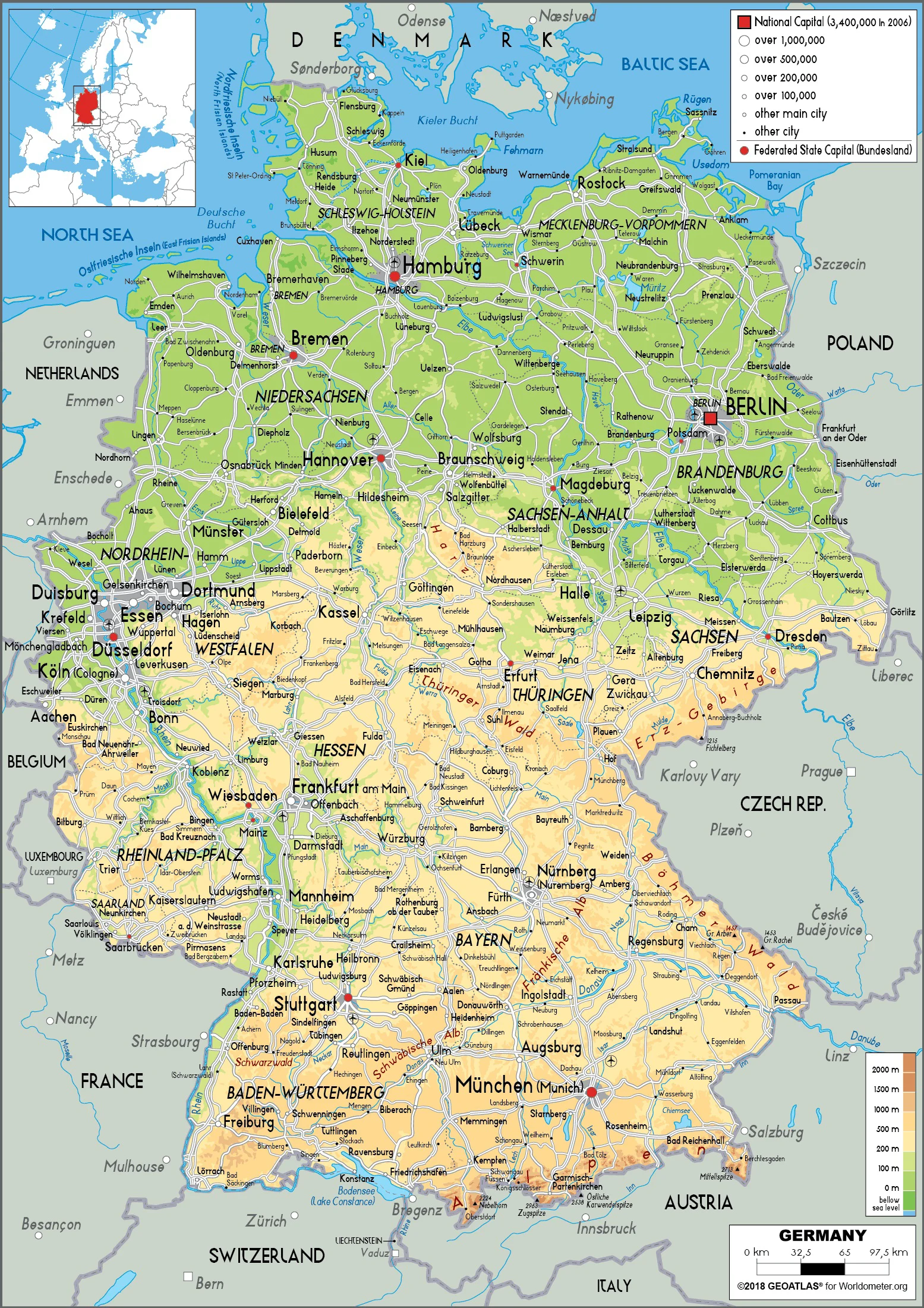 Bản đồ địa lý nước Đức (Geographical map of Germany)