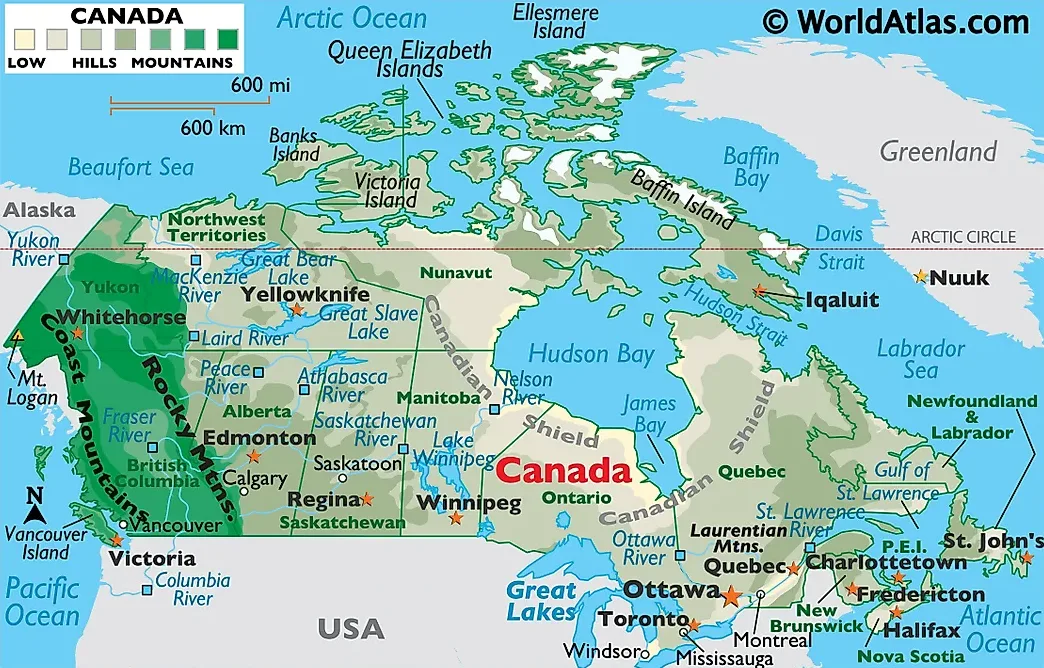 Vị trí Canada trên bản đồ khu vực (Canada location on area map)