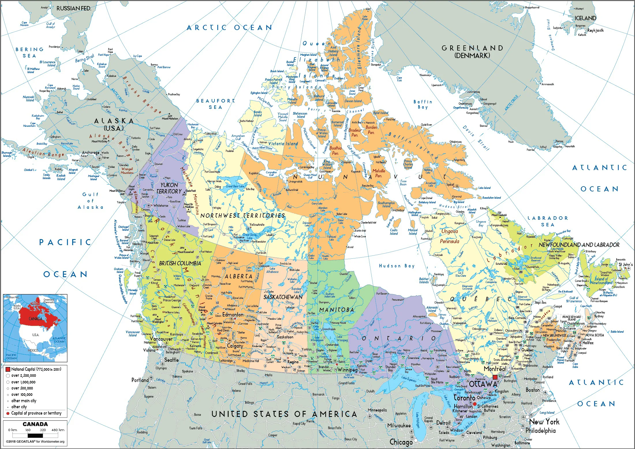 Bản đồ chính trị Canada (Political map of Canada)