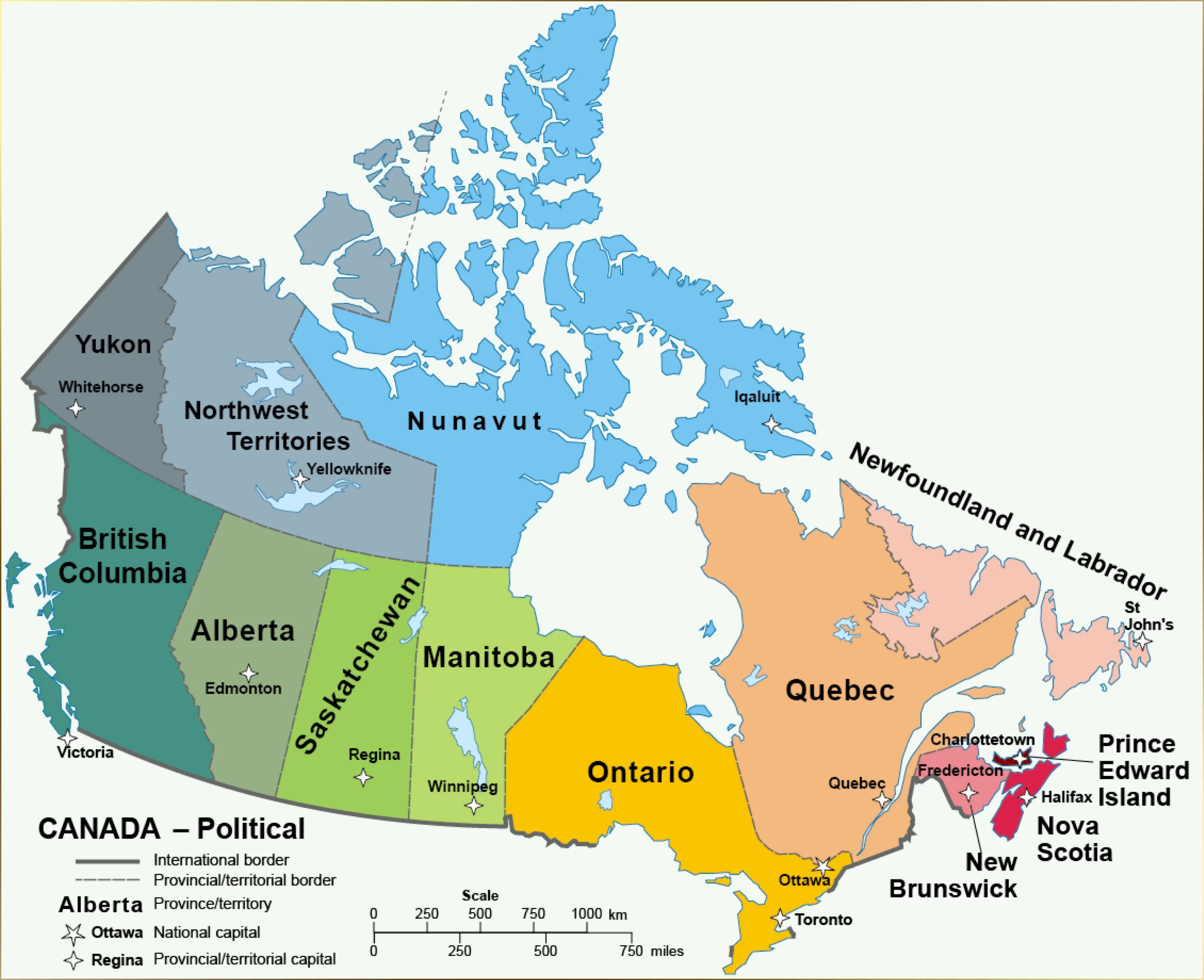 Bản đồ hành chính Canada (Administrative map of Canada)