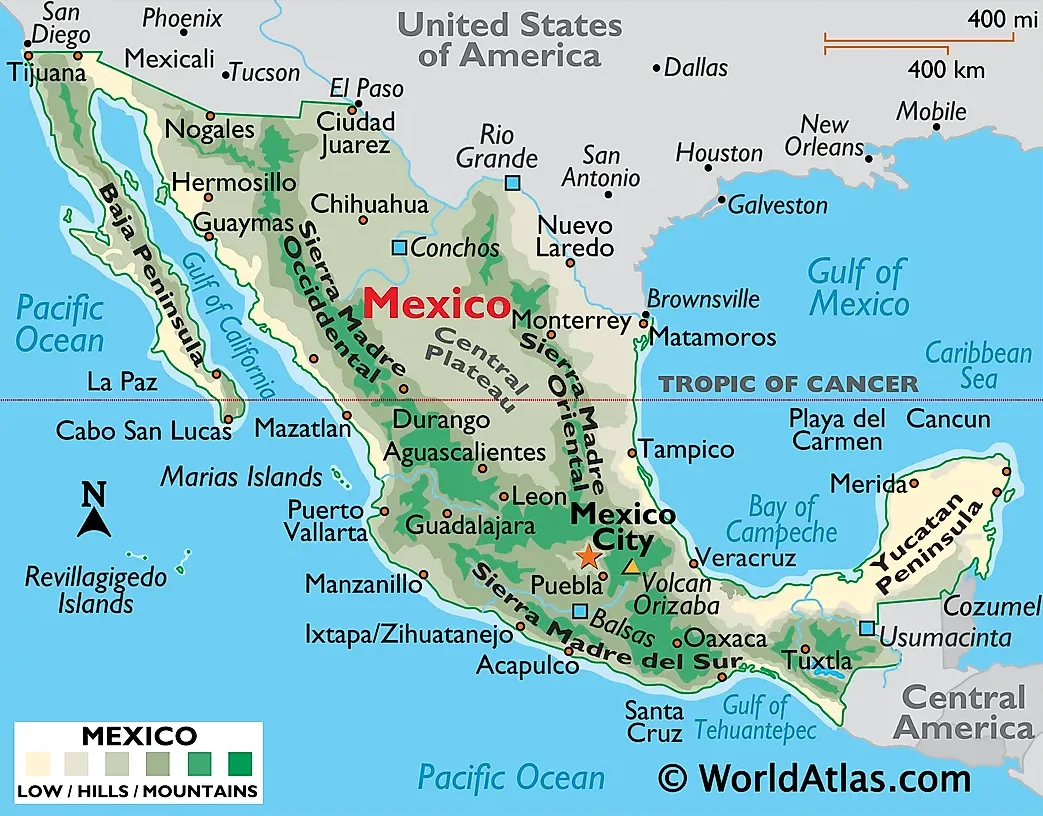 Bản đồ vị trí Mexico tại khu vực (Map of Mexico location in the area)