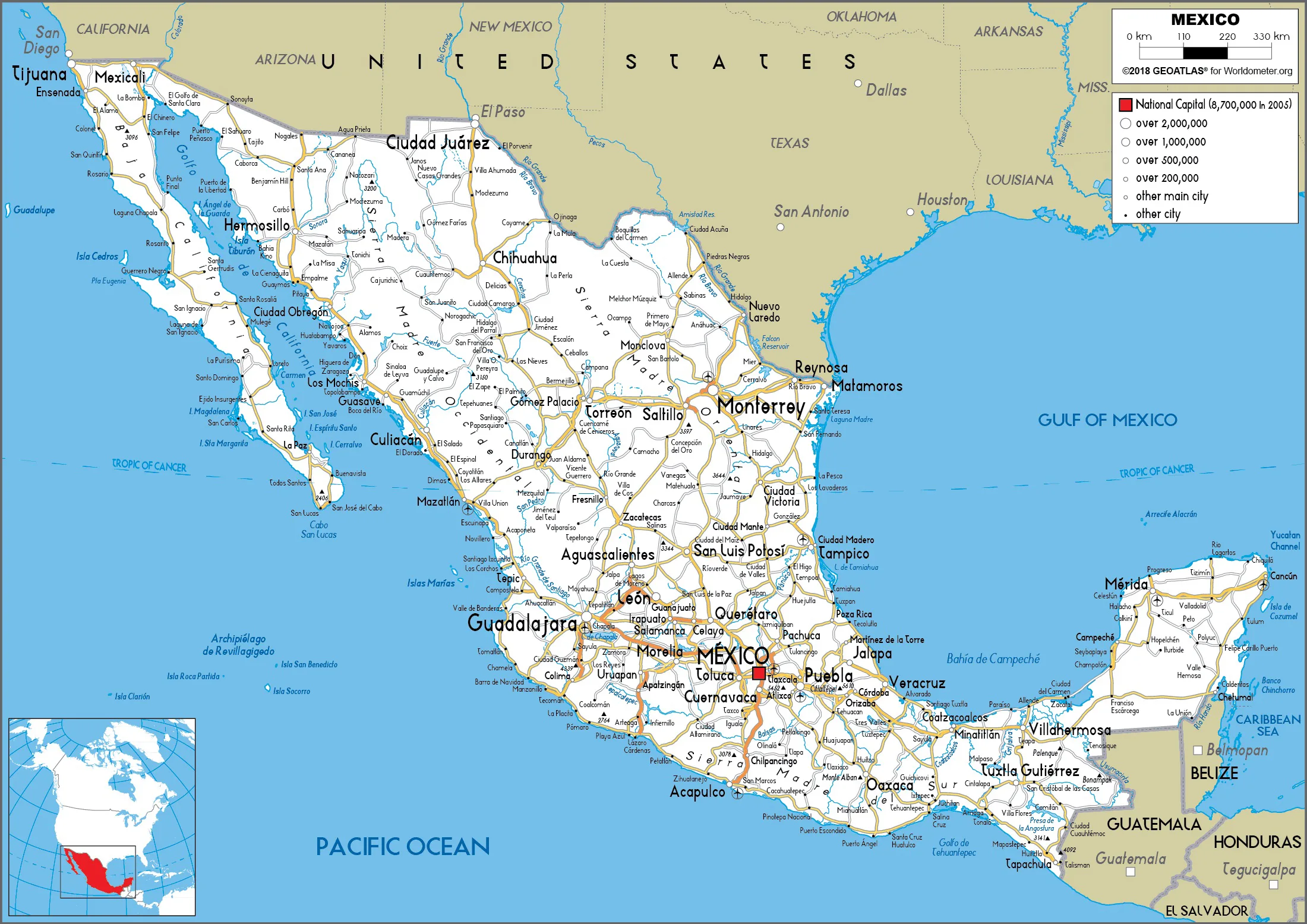 Bản đồ các tuyến đường tại Mexico (Map of routes in Mexico)