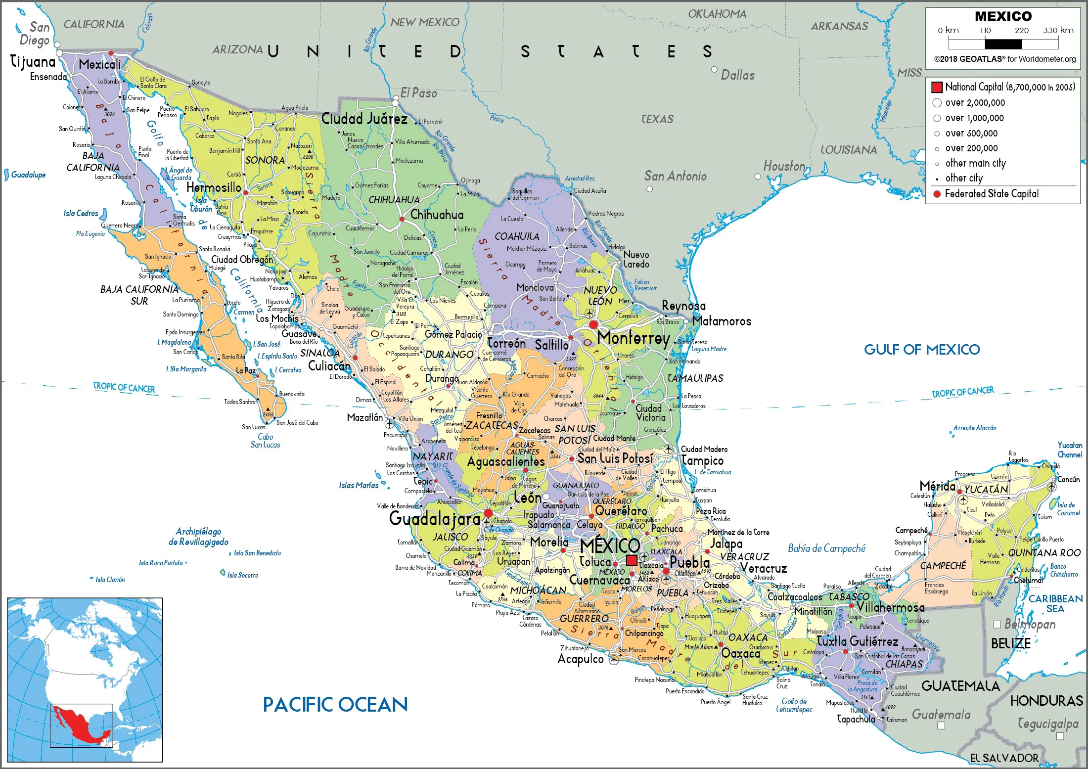 Bản đồ chính trị Mexico (Political map of Mexico)