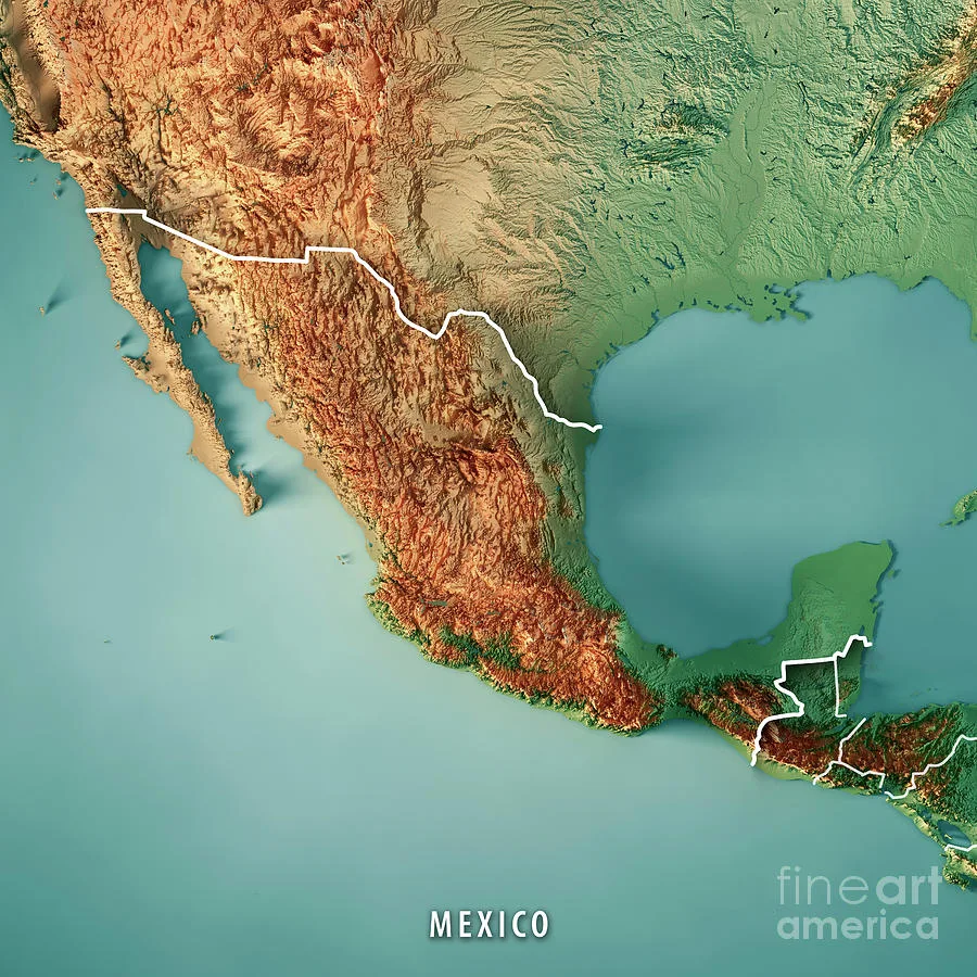 Mô tả 3D địa hình Mexico (3D depiction of Mexico's terrain)