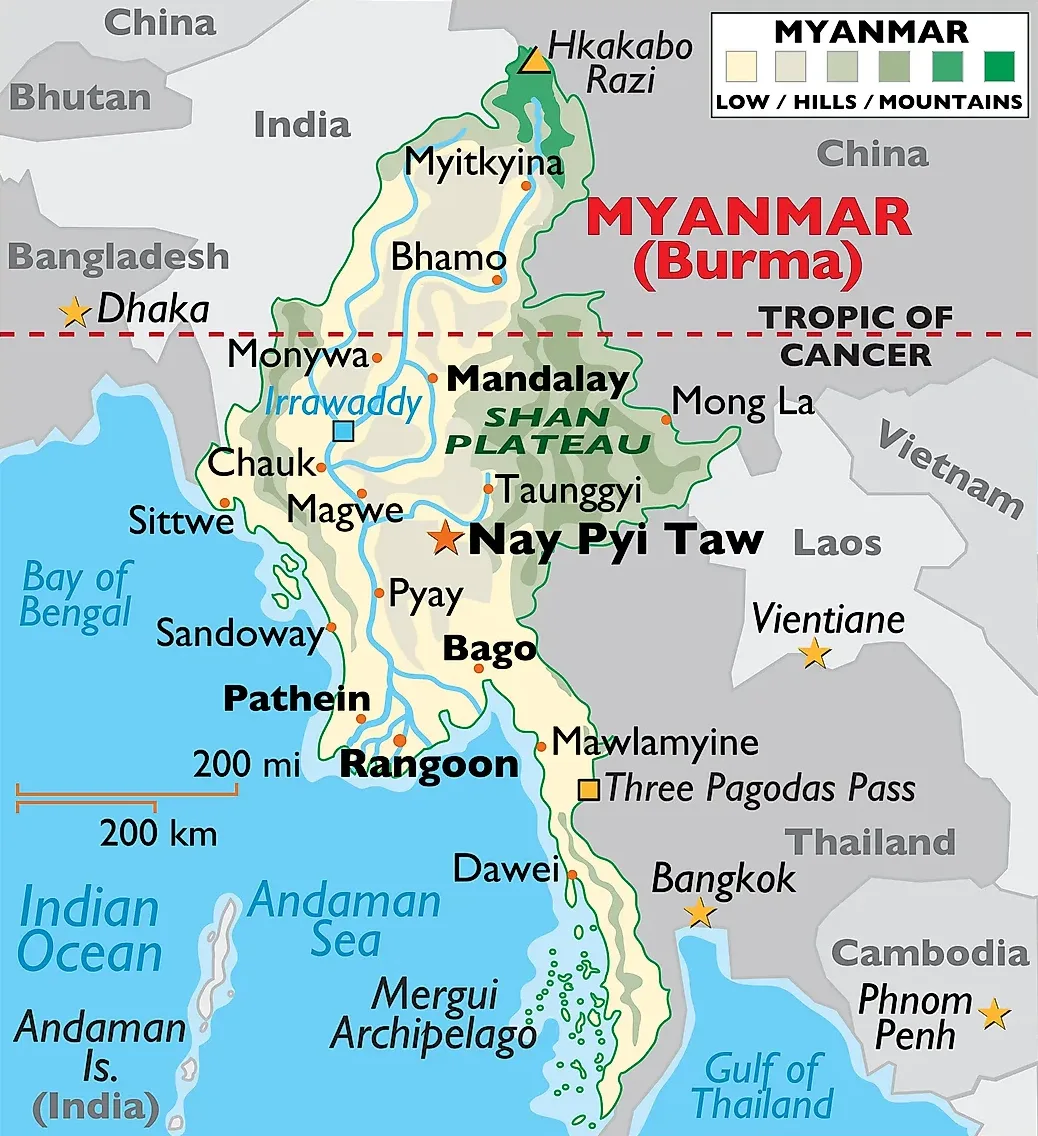 Bản đồ Myanmar tại khu vực (Map of Myanmar in the area)