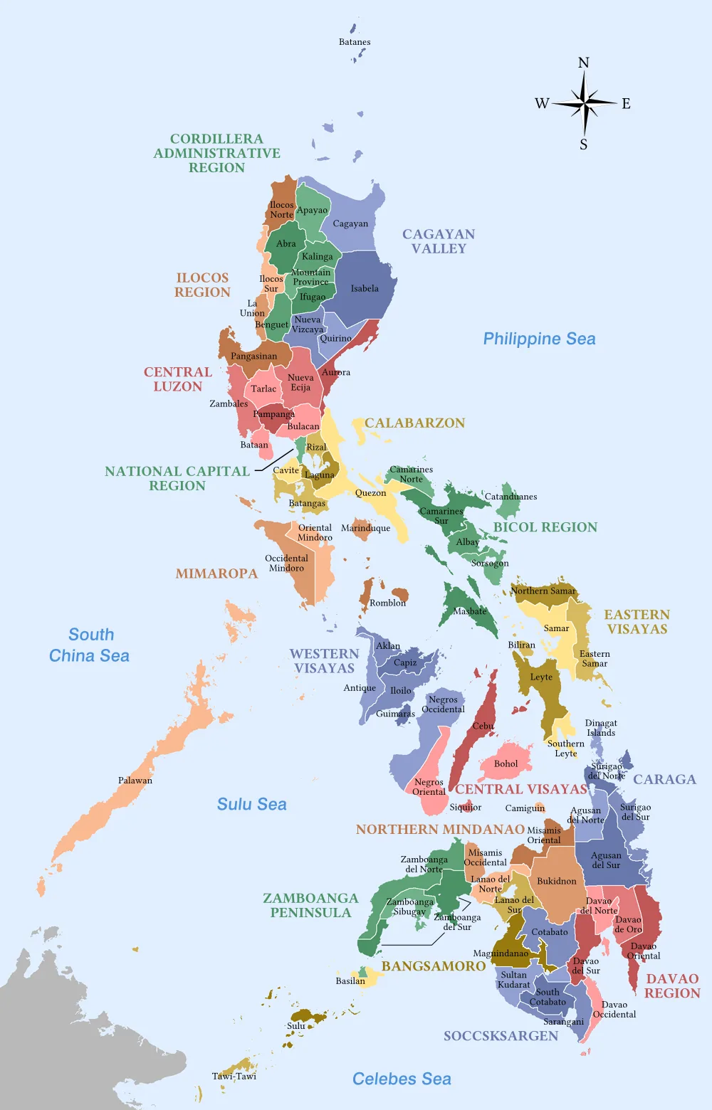 Bản đồ có nhãn của Philippines (Labelled map of the Philippines)
