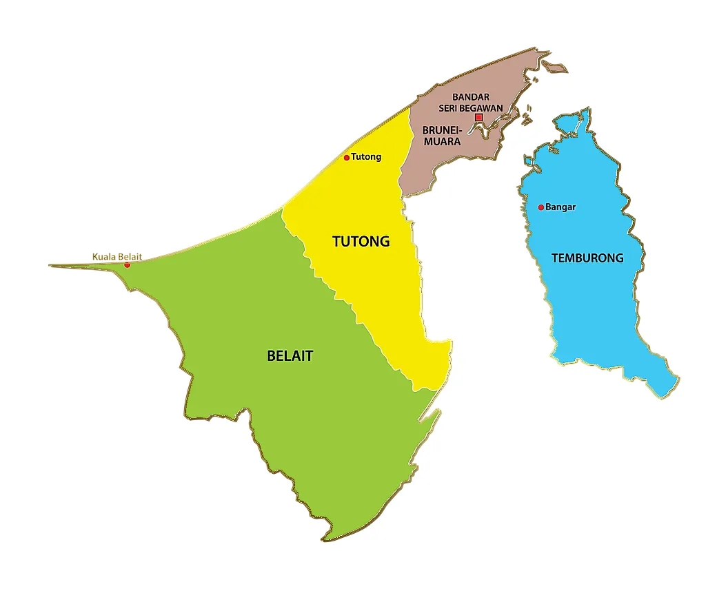 Bản đồ các quận của Brunei (Map of the districts of Brunei)