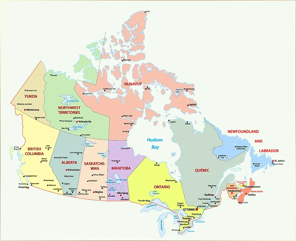 Bản đồ các đơn vị hành chính của Canada (Map of administrative divisions of Canada)