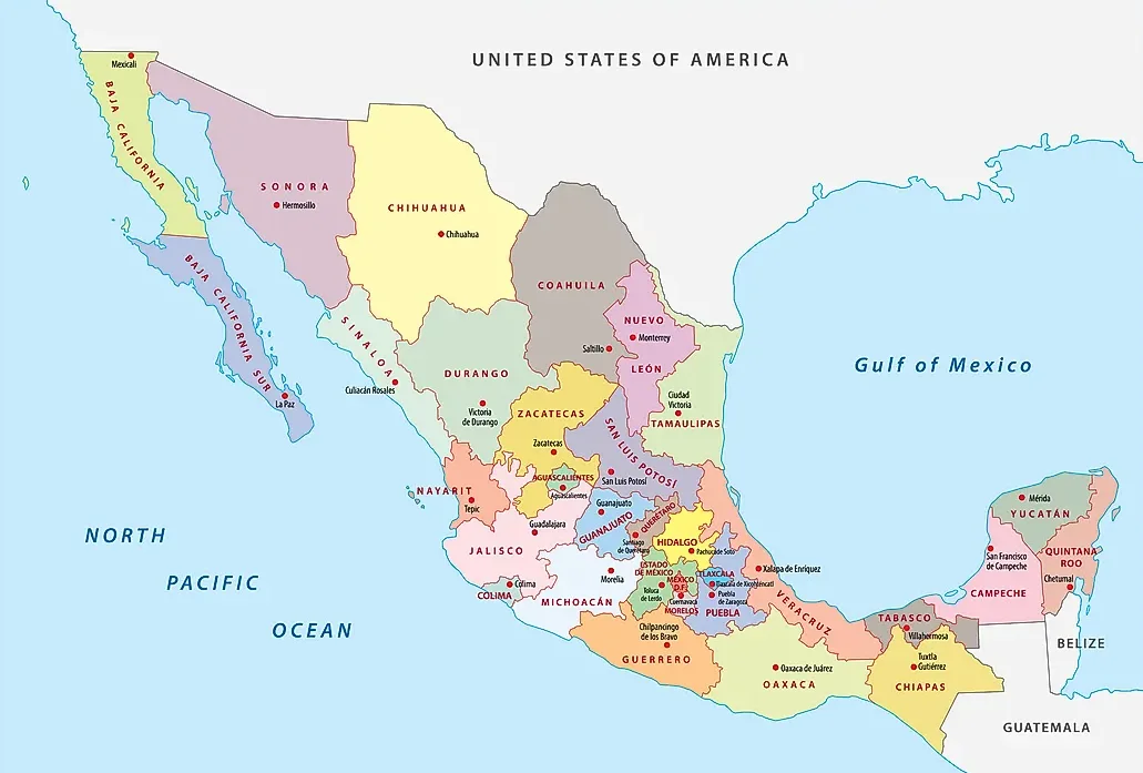 Bản đồ đơn vị hành chính Mexico (Map of administrative units of Mexico)