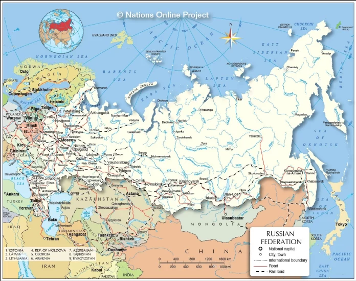 Bản đồ nước Nga (Map of Russia, Карта России)