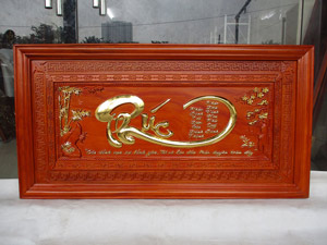 Tranh gỗ chữ Phúc tiếng Hán 55cm x 55cm pu - TGPX2200PU | Tranh Gỗ Vũ Phong