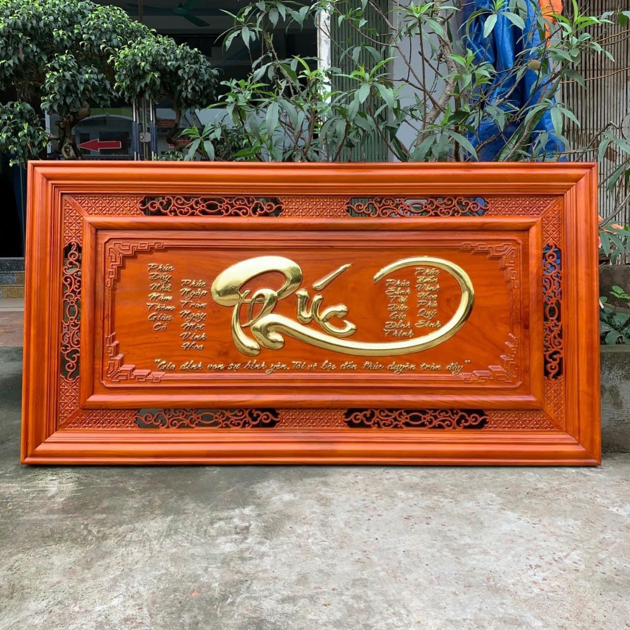 Tranh chữ phúc bằng gỗ hương đỏ kt 67×127×4cm - Tranh gỗ đục chạm Thương hiệu DAICAT | Zalora.vn