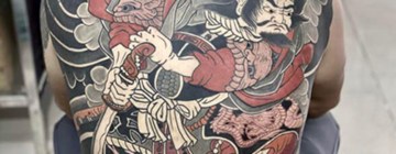 Hình xăm Samurai Nhật cổ kín lưng