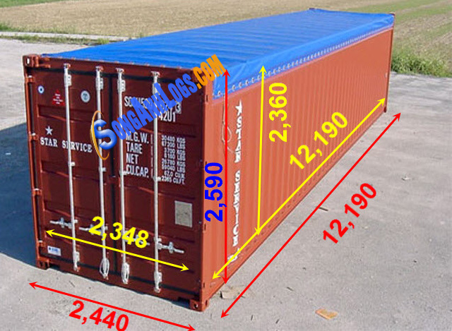 Cont 40 diện tích bao nhiêu?